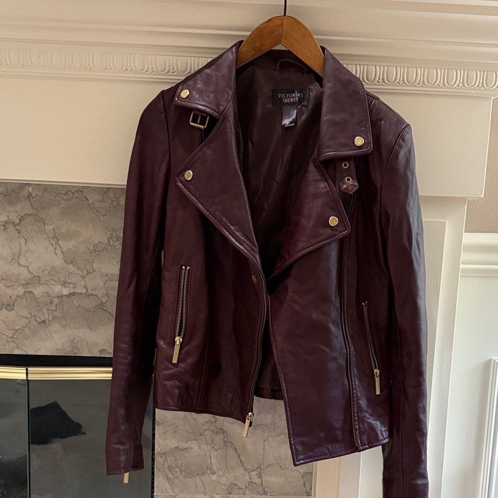 Victoria's Secret Deep Burgundy Leather Jacket